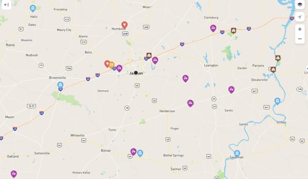 Map of Harvest Hosts Locations